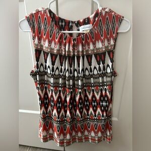 Orange printed dressy tank